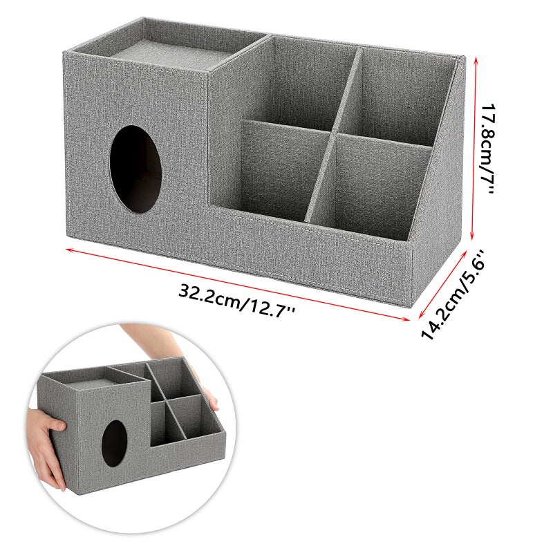 Sumnacon Square Linen Tissue Box Cover - Decorative Cube Tissue Cover with Side and Top Organizer  Modern Tissue Holder for Living Room Vanity Night Stand Table Countertop Office  Grey - Image 3